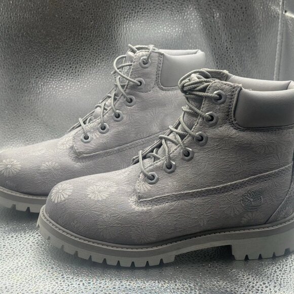 RARE 🚀 - Sz 3.5 TIMBERLAND KIDS PREMIUM 6-INCH WATERPROOF 'FLORAL' BOOTS A197Z - Picture 5 of 9